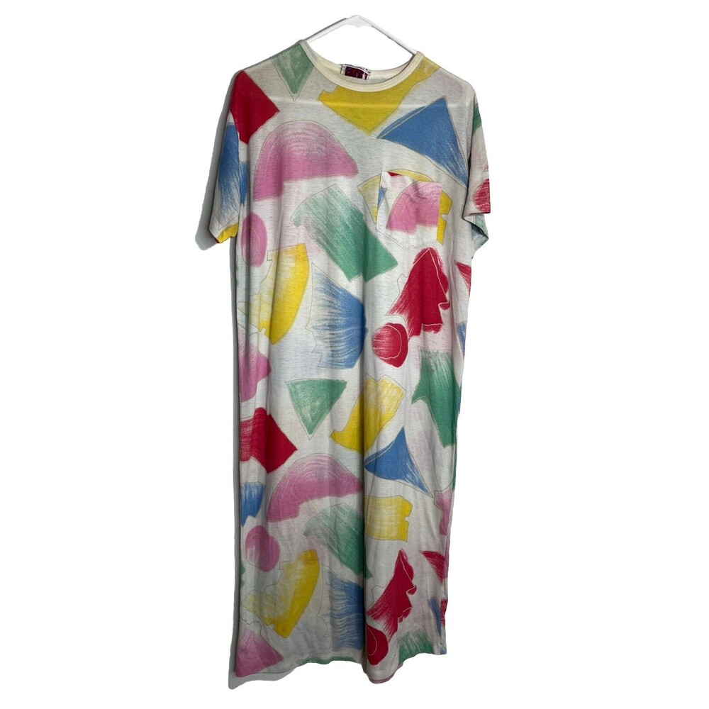 CLOVIS RUFFIN Saks 5th Ave 70s Art Sketch Print Shirt Dress VTG Stranger Things